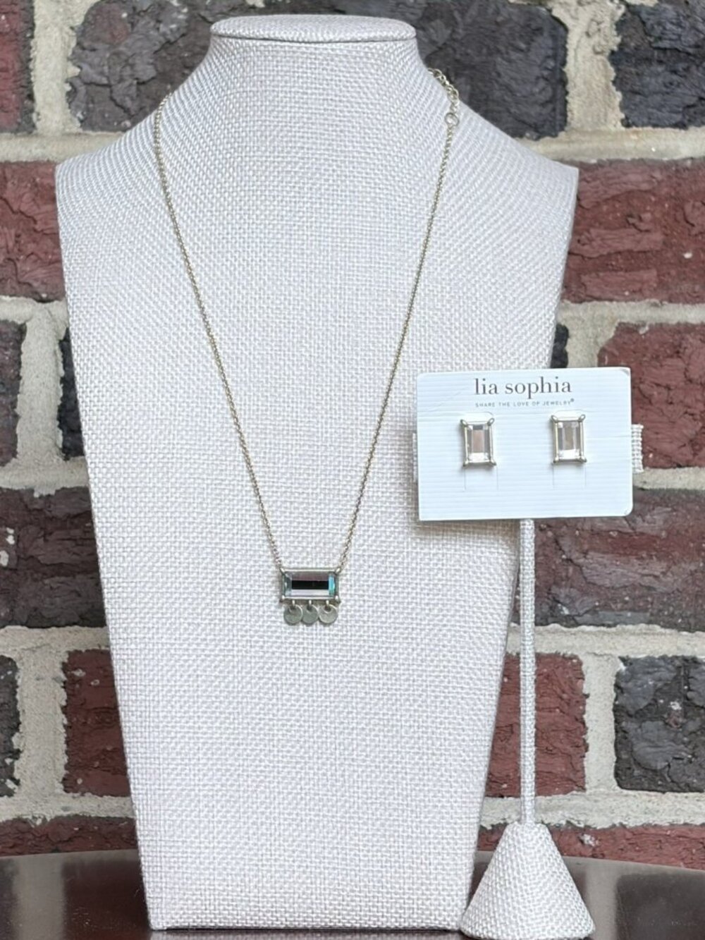 Lia Sophia Art Deco Creme Brulée Dreamer Necklace Fairest Earring Set Matte NWT